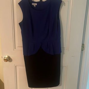 Belted Dress - Blue top/Black bottom
